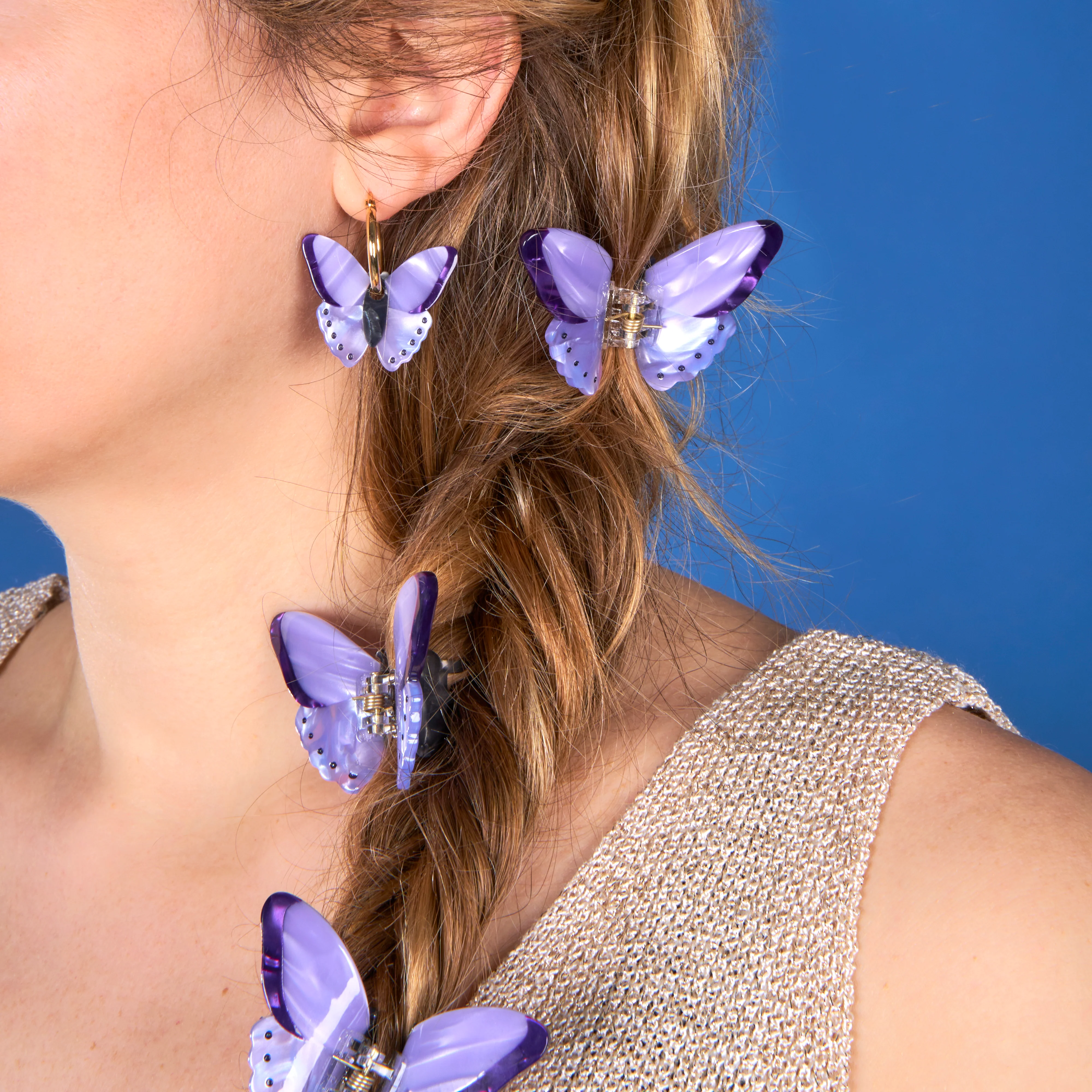 Boucles d'oreilles Papillon Mauve - Image 6