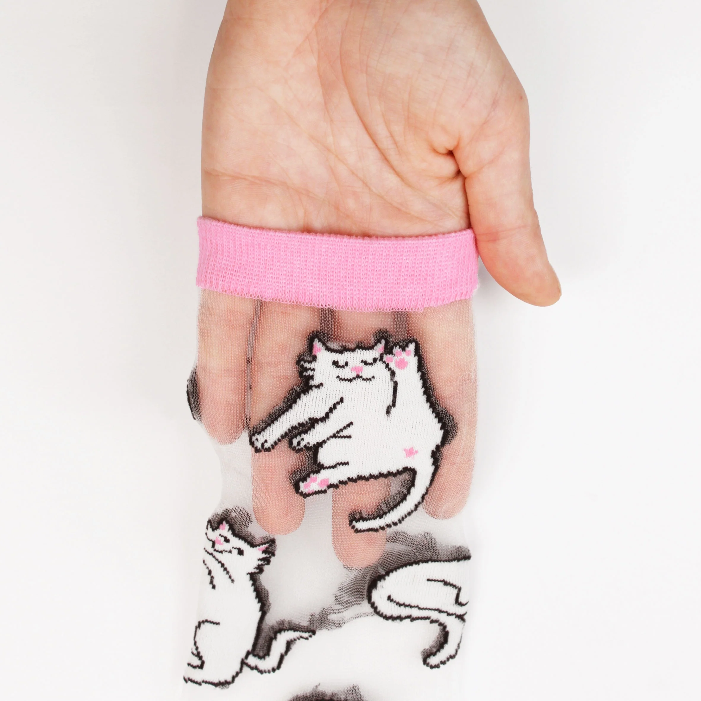 Chaussettes transparentes Chat Blanc - Image 3