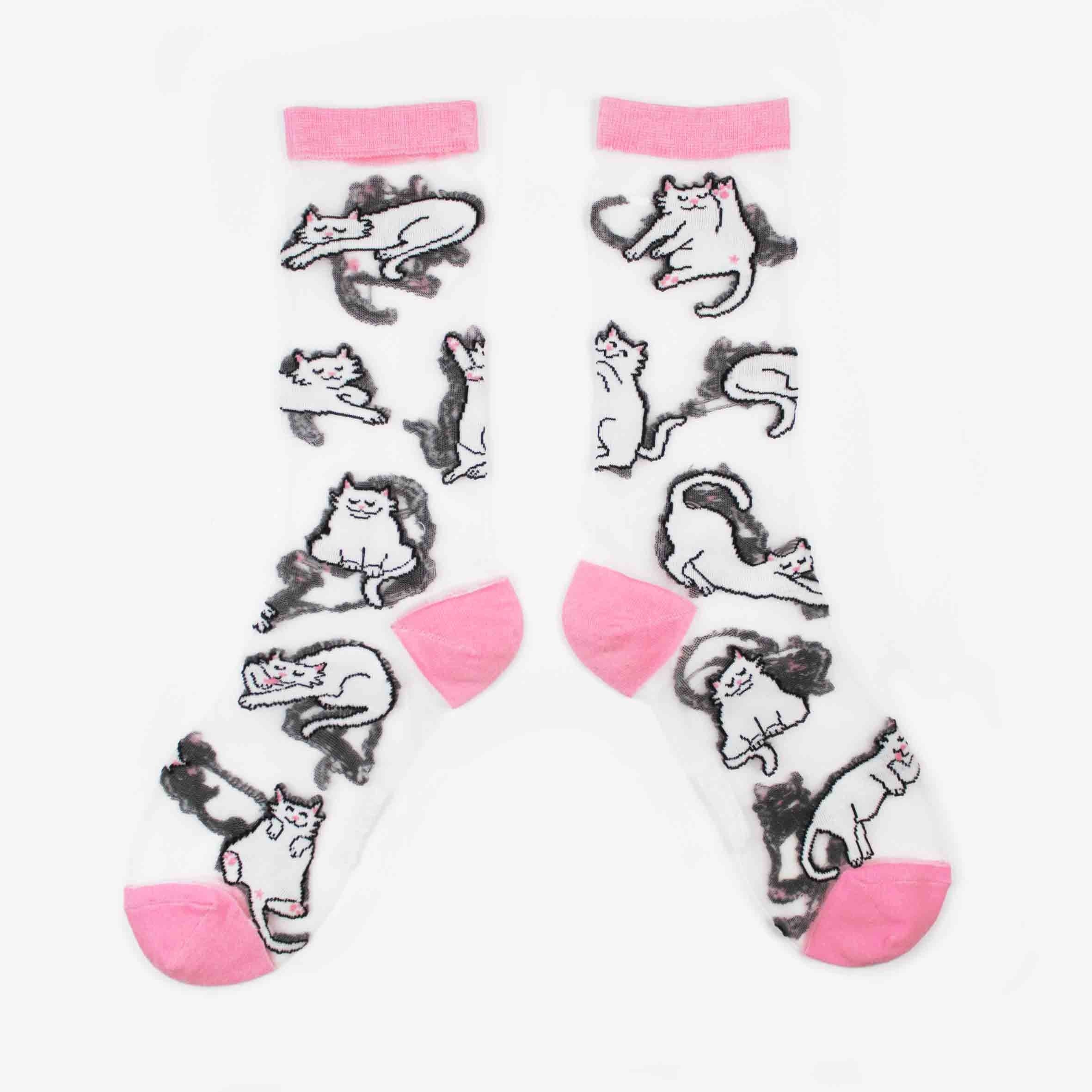 Chaussettes transparentes Chat Blanc - Image 5