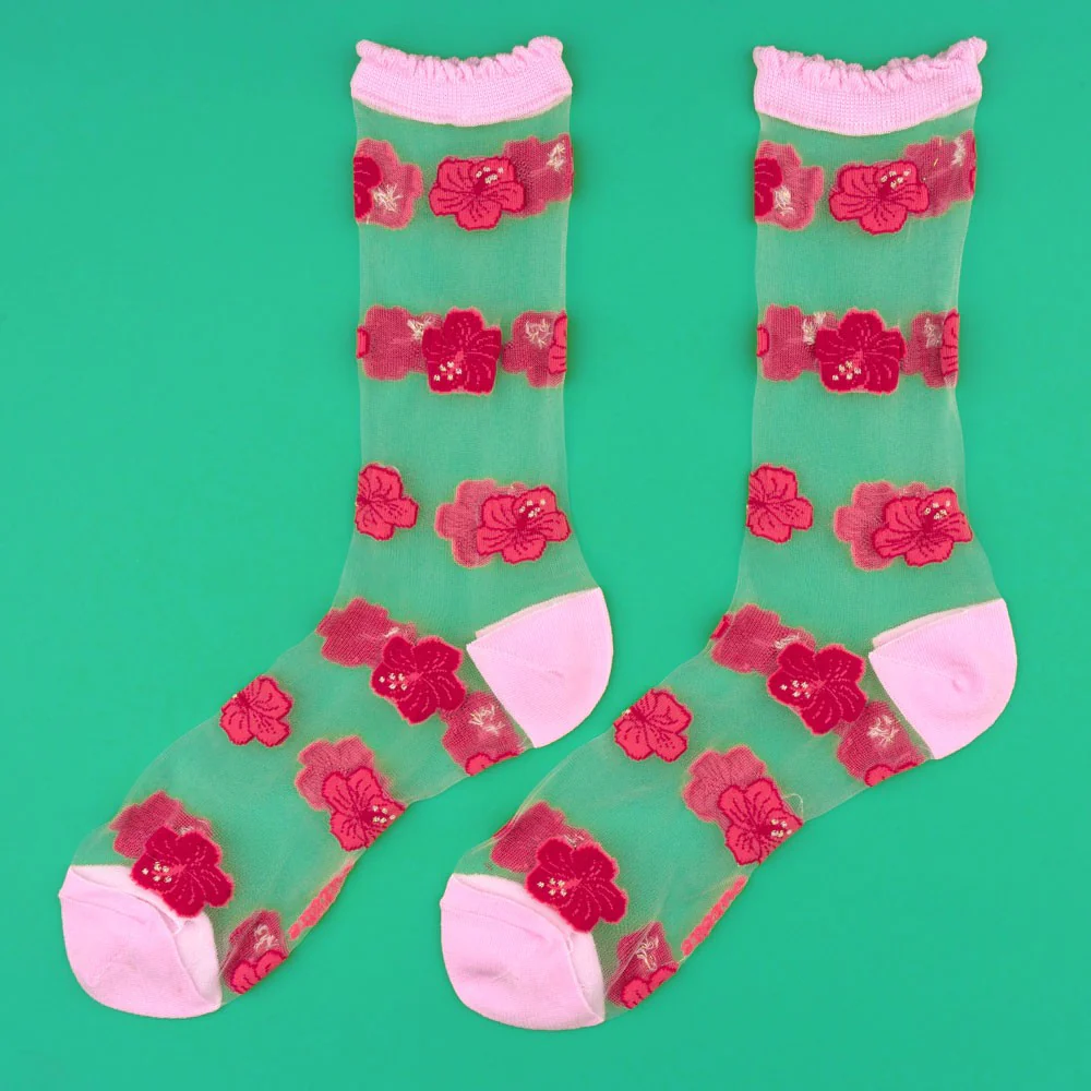 Chaussettes transparentes Hibiscus - Image 4