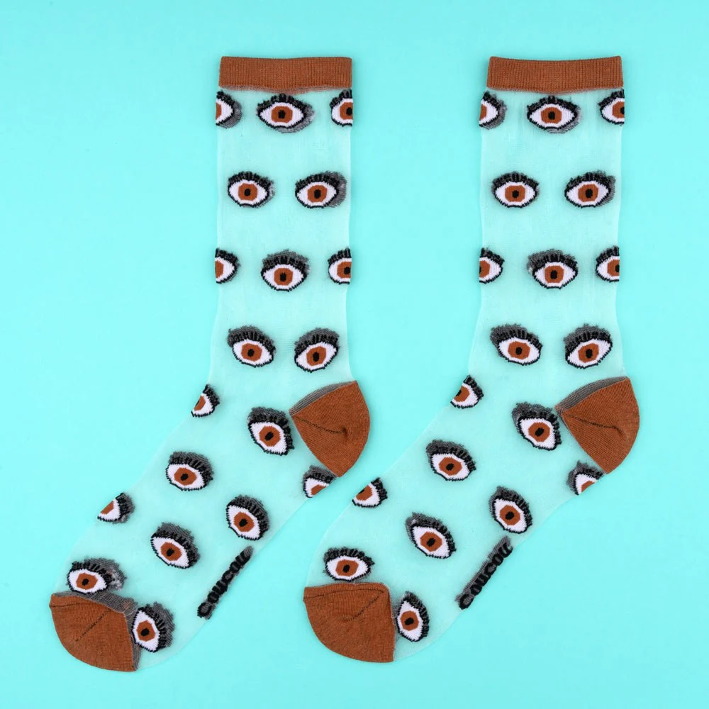 Chaussettes transparentes Oeil - Marron - Image 3