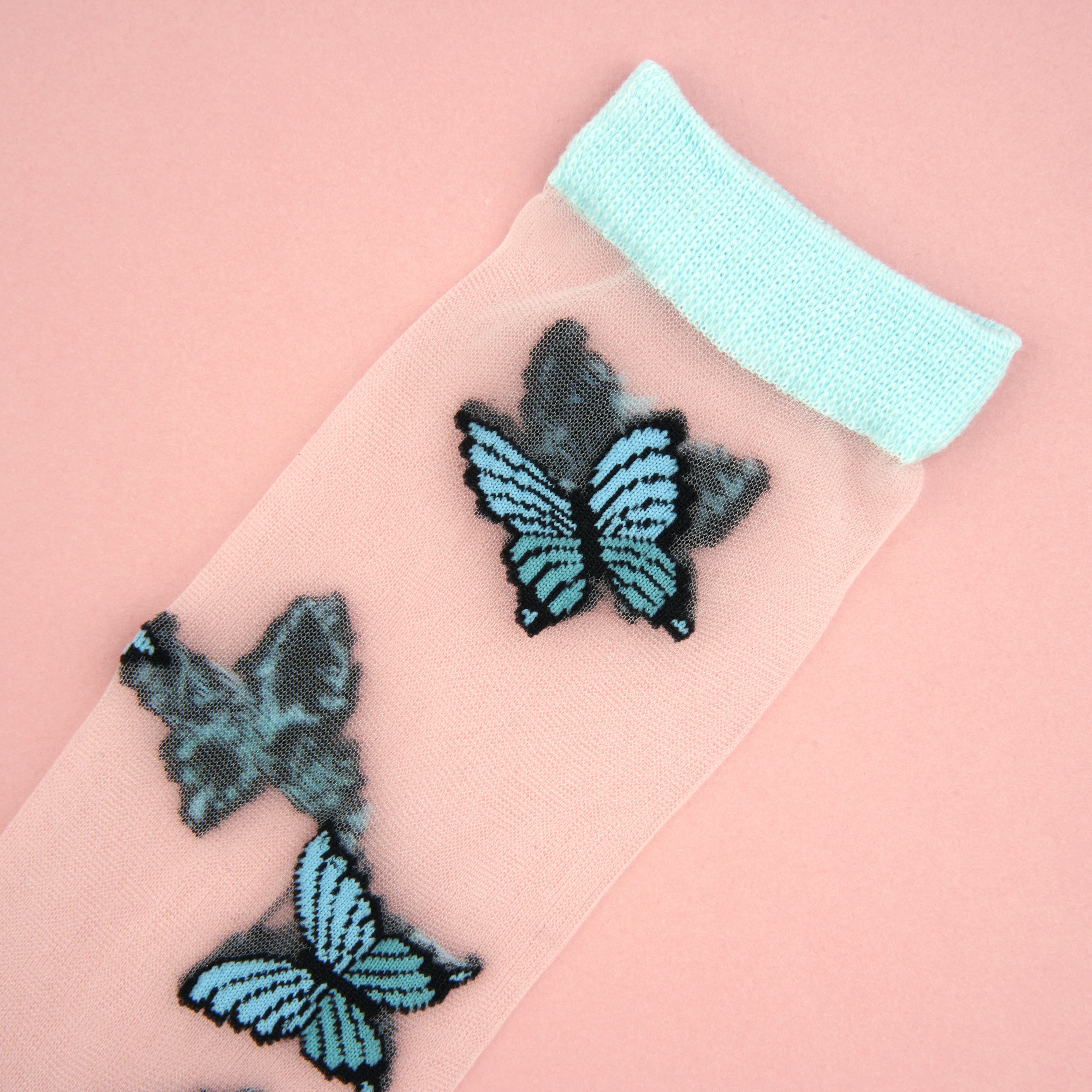 Chaussettes transparentes Papillon Bleu - Image 4