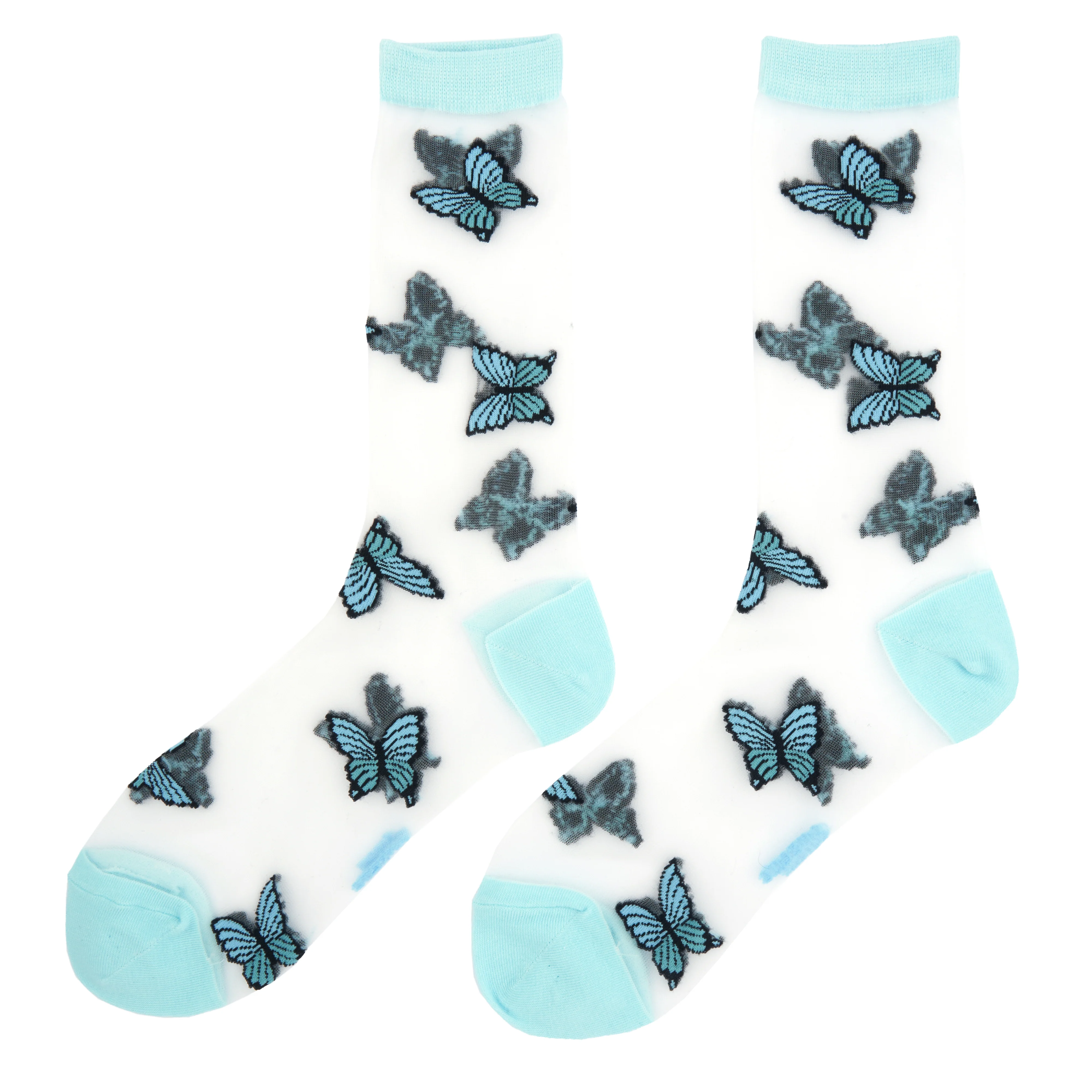 Chaussettes transparentes Papillon Bleu - Image 6
