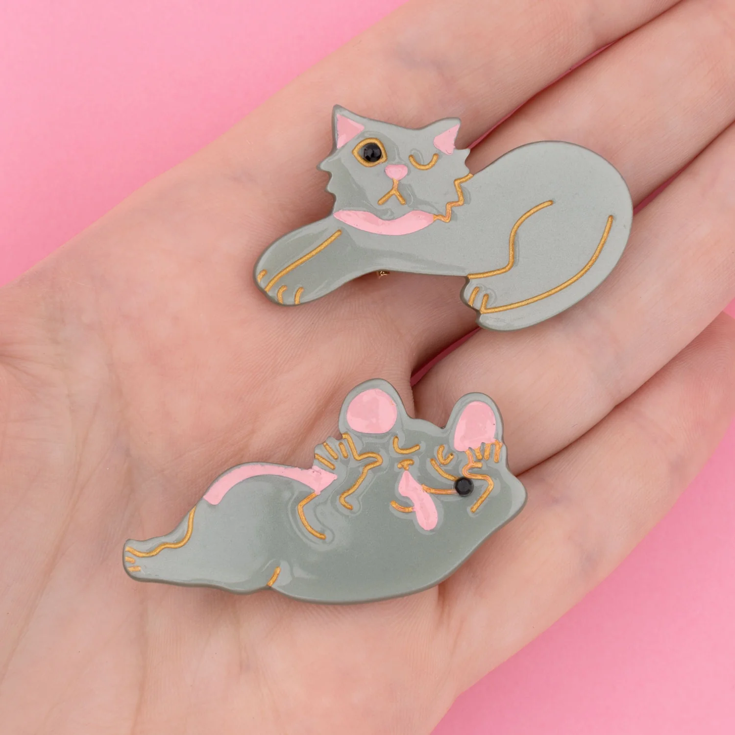 Duo barrettes Chat & Souris Nananère - Image 3