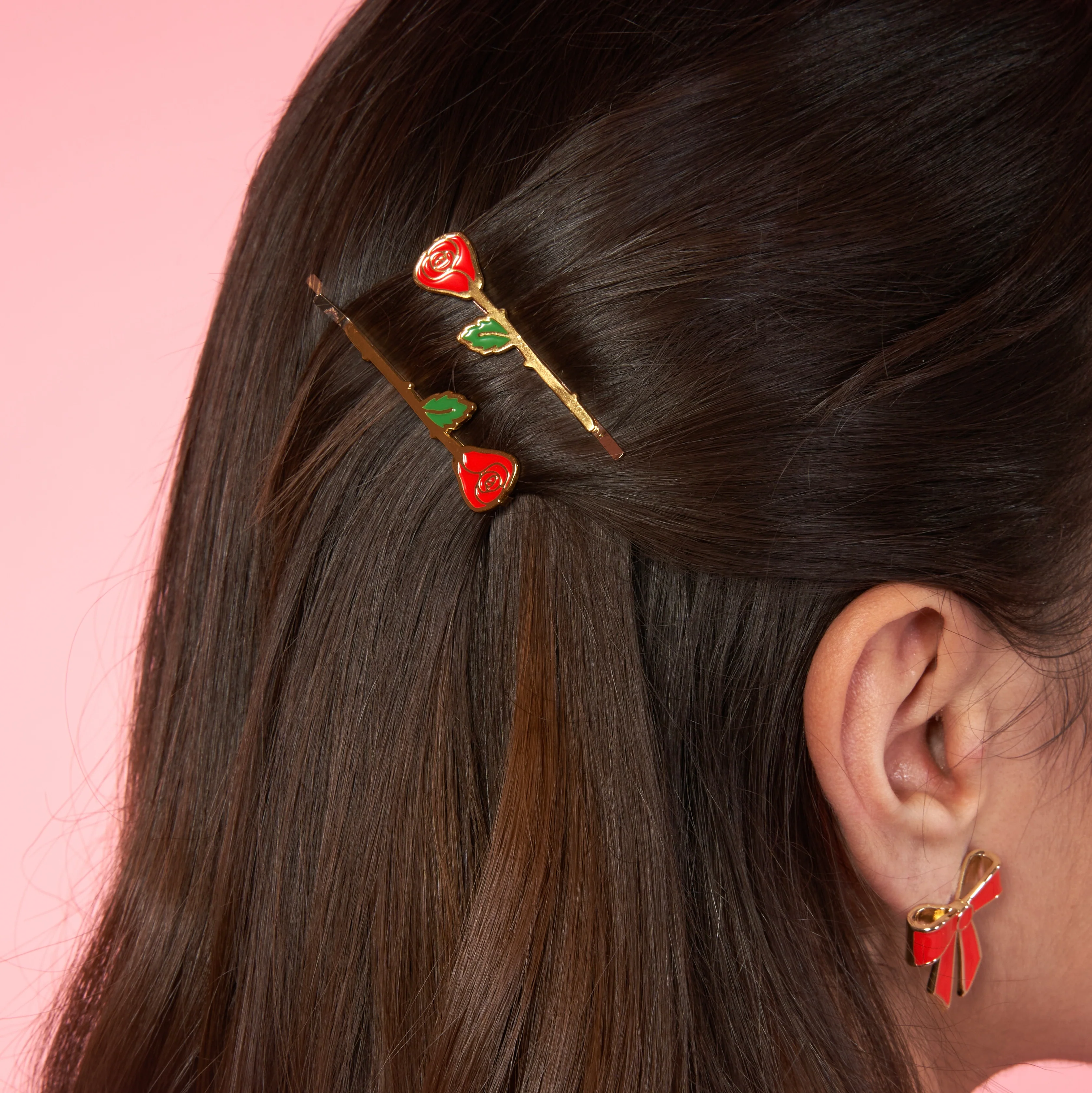 Duo Barrettes fines Roses