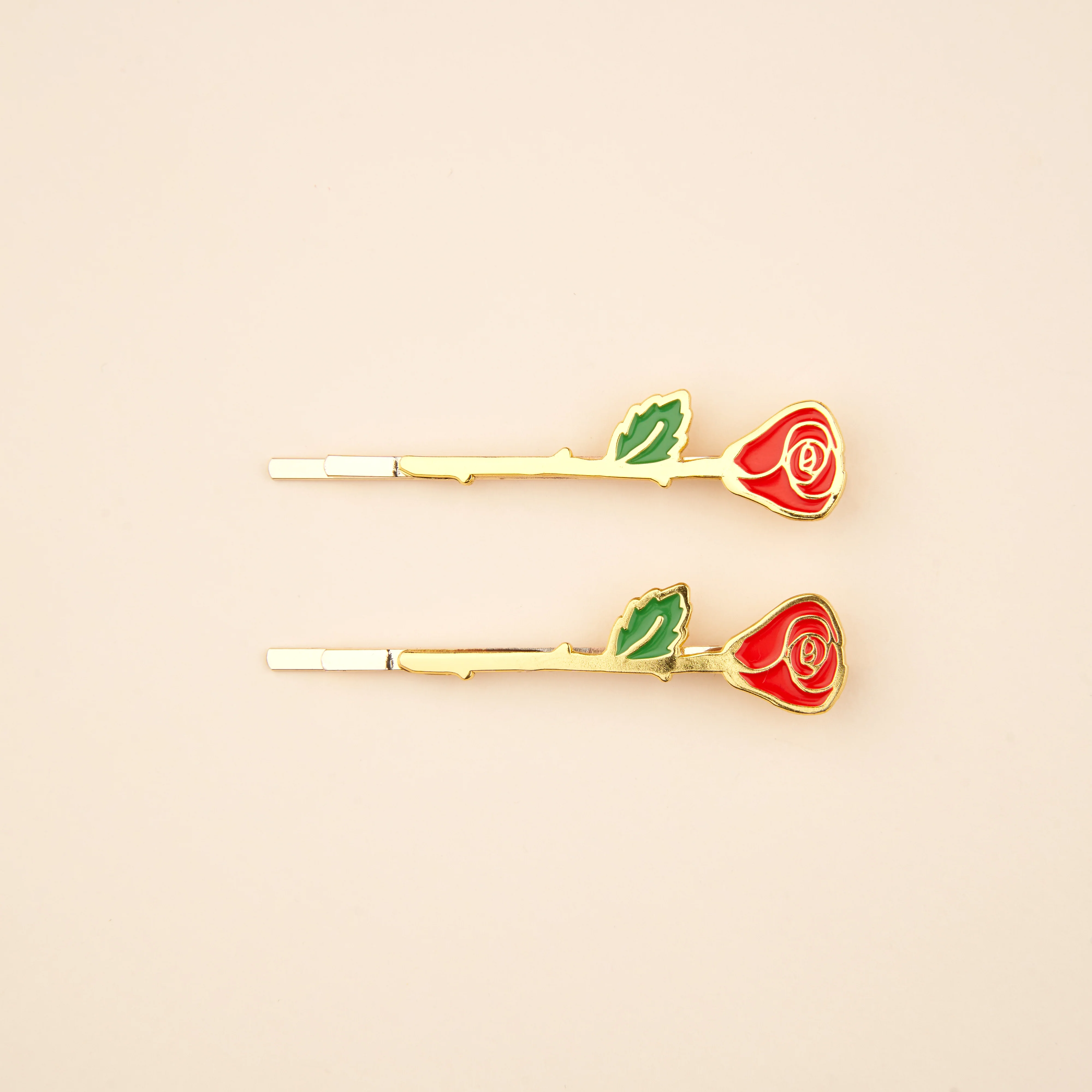 Duo Barrettes fines Roses - Image 2